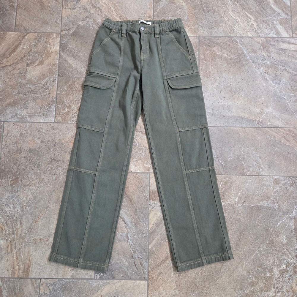 Pacsun‎ Elastic Waist Cargo Pants Olive Green Straight Leg Utility Size S
